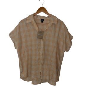 Patagonia NWT Lightweight A/C Organic Cotton‎ Gingham Check Short Sleeve Shirt L